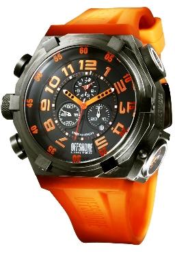 Offshore Limited Mens OFF001D Force 4 Black Dial Chronograph Watch Orange Accents